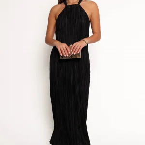 Melody Plisse Halter Maxi Dress - Black(XS)